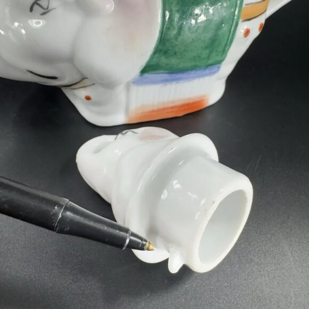 Vintage Pier 1 Ceramic Elephant Shape‎ Carafe Teapot With Lid Oriental Style VTG